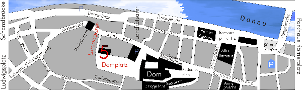 RA Stefan Loebisch, Luragogasse 5 / Ecke Domplatz, 94032 Passau: Stadtplan